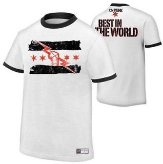 CM Punk BEST IN THE WORLD WWE Authentic T Shirt White OFFICIAL