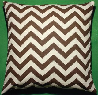 Coffee Brown Cream Beige Zigzag Chevron Decorative Throw Pillow Cover