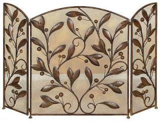 Metal Leaf Fireplace Screen With Mesh Wire 48X30