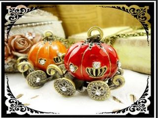 N20 Betsey Johnson Cinderella Classic Horse Pumpkin Carriage Necklace