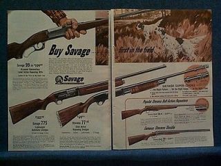 1954 Savage Stevens Firearms Ad ~ 2 Pg Ad ~ 5 Shotgun & Rifles Shown