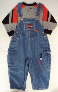 CUTE IS THIS OUTFIT   AUTHENTIC HARLEY DAVIDSON 24M OVERALLS & TOP