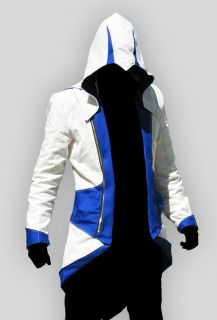Assassins Creed III Conner Kenway Coat Blue Jacket Hoodie Cosplay