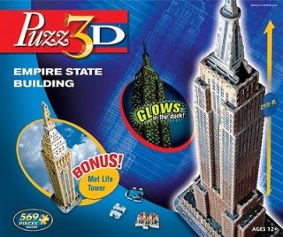 PUZZ 3D JIGSAW PUZZLE EMPIRE STATE BUILDING WITH MET LIFE TOWER GLOW