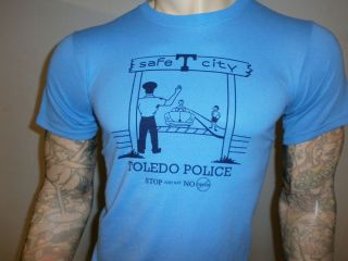 TOLEDO POLICE SAFE T CITY T SHIRT Safety Ohio vtg Cop YOUTH LARGE Just
