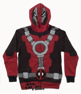 Deadpool Costume Suit With Mask Marvel Comics Licensed Zip Up Hoodie S
