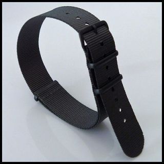 Grey Military Watch Strap Band Wrap 4 Ring Black PVD Coated Steel