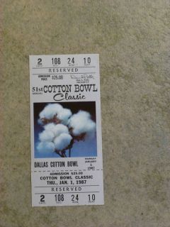 1987 COTTON BOWL FULL Ticket   OHIO STATE & TEXAS A&M
