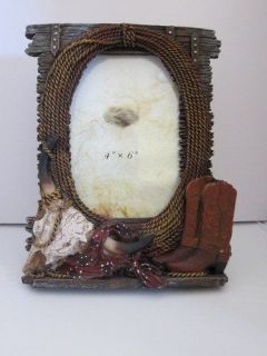 Picture Frame, Western Theme, 4x6 Cowboy Boots, Skull
