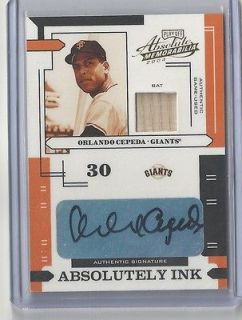 ORLANDO CEPEDA 2004 PLAYOFF ABSOLUTELY INK BAT AUTOGRAPH #65/65