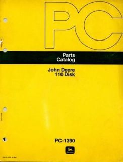 JOHN DEERE 110 DISK PARTS MANUAL CATALOG DIAGRAMS JD EXPLODED VIEWS