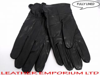 MENS NEW BLACK SOFT LEATHER DRIVING GLOVES 8922