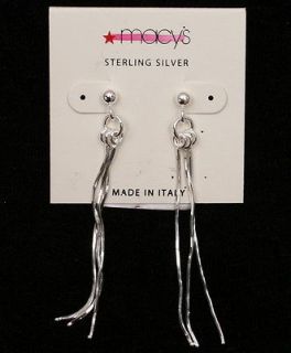925 Sterling Silver Made in Italy 3 Strand Square Snake Drop Earrings