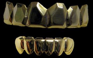 GRILLZ Top & Bottom GOLD Tombstone Teeth Hiphop bling Grill