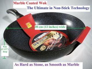 Ceramic Marble Coated Non Stick Aluminium Wok Cookware 30 cm 12 inches