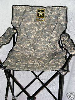 New Oversized Camp Chair with Army Camo Fabric in Bag with the U.S