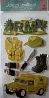 PC ARMY Jeep Binoculars Army Boots Pack Knife JOLEES 3D Stickers