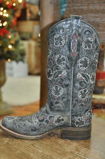 Corral Vintage Boots A2407 Square Toe Fancy Inlay