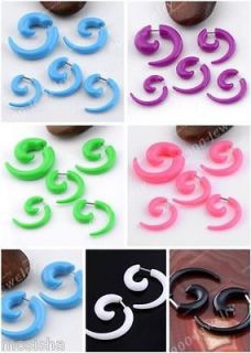 8mm Snail Spiral Fake Cheater Earrings Plug Illusion Tunnel Stretcher