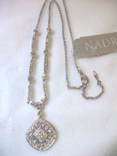 Nadri Silver Rhodium Plated Pave Crystal Pendant Necklace NWT