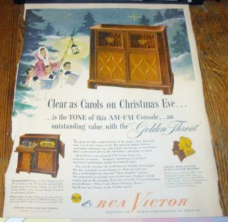 Vintage 1940s Ad for an RCA Victor AM FM Console