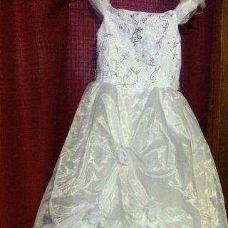 Beautiful Girls White Beaded Formal Mini Bride Wedding Dress Size 6