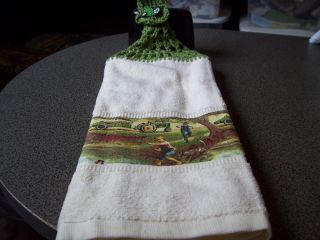 Creek John Deere Tractor Double Crochet Top Kitchen Towel Green Yarn