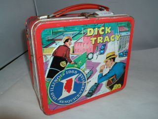 DICK TRACY VINTAGE 1967 METAL LUNCH BOX PAIL TIN 267 S