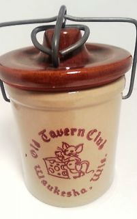 Tavern Club Cheese Crock Brown Earthenware with Lid/Pint Size/Mint C