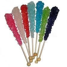ROCK CANDY CRISTAL STICKS ASSORTED, WRAPPED 20 PIECES