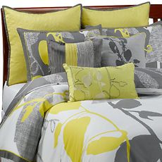 yellow grey bedding
