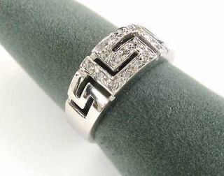 Versace Greek Design 925 Silver Ladys Ring Size 5 Diamon Cubic Ston