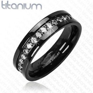 Solid Titanium Black 1 Carat Total Cubic Zirconia Eternity Band Ring
