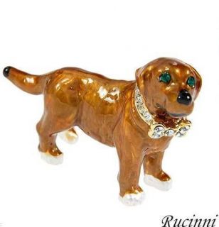 Rucinni Crystal & Enameled Chocolate Lab Labrador Retriever Dog Pin
