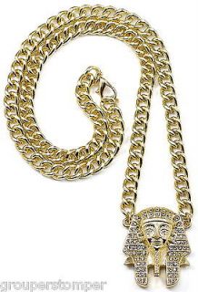 Pharaoh New Iced Out Pendant 31 Cuban 10mm Link Necklace TYGAS