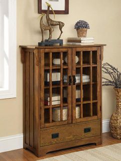 Distressed Warm Brown Oak Display Curio Cabinet