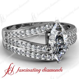 Cut Petite Diamond Split Band Engagement Wedding Rings Set SI1 E