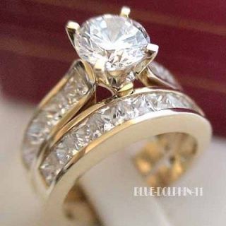 Real 9CT SOLID Yellow Gold Engagement Wedding Set Rings