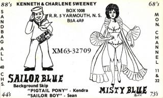 CB radio QSL postcard sailor lingerie comic Sweeney 1970s Yamouth NS