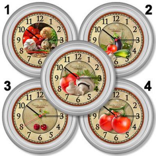 FRUIT VEGETABLE CURRY SPICES HERBS GARDEN KITCHEN WALL CLOCK #1
