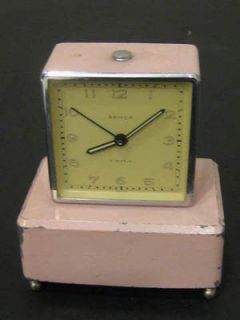 Pink Semca Art Deco 4 Jewel Swiss Made Clock/Music Box