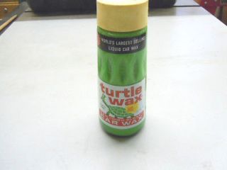 Vintage Turtle Wax green glass wax bottle Full very neat logo motor