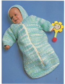 Knitting Pattern Darling Baby/Infant Warm,Cozy, Hooded Bunting sz 28