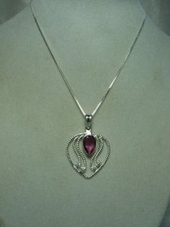 NOS STERLING SILVER AMETHYST PENDANT 18 STERLING SILVER NECKLACE