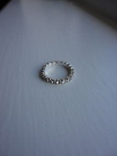 Diamante Crystal Elasticated Pinky / Little Finger Ring   Silver Tone