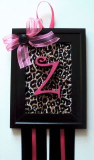 Hairbow Hair Bow Holder Cheetah Leopard Black Hot Pink Wall Decor
