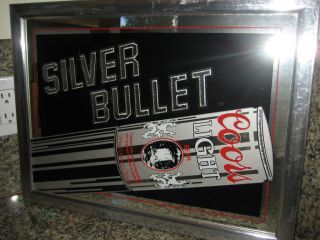 VINTAGE 1983 COORS LIGHT SILVER BULLET MIRROR SIGN 19X14