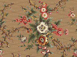 Quilting Fabric Chintz Medallion Floral Vine on Tan by QT 100% cotton