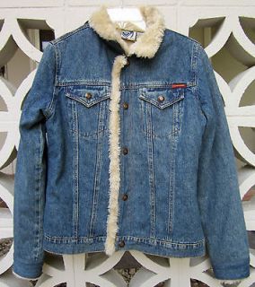 ROXY   Womens Jean Jacket with Faux Fur Collar and Cuffs   Size