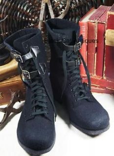 Genuine 1920s Men/Ladies Black Felt Boots High Top Steampunk NOS Men 8